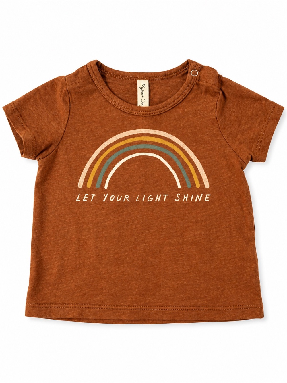 Rylee + Cru Rust Tee with Retro Rainbow Graphic